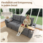 Teddy Plush Sofa, 3-Seater Modular Sofa Bed with Storage and Side Table, Gray