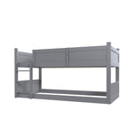 Triple Bunk Bed 90x200 cm with High Fence & Slats, Grey Wood