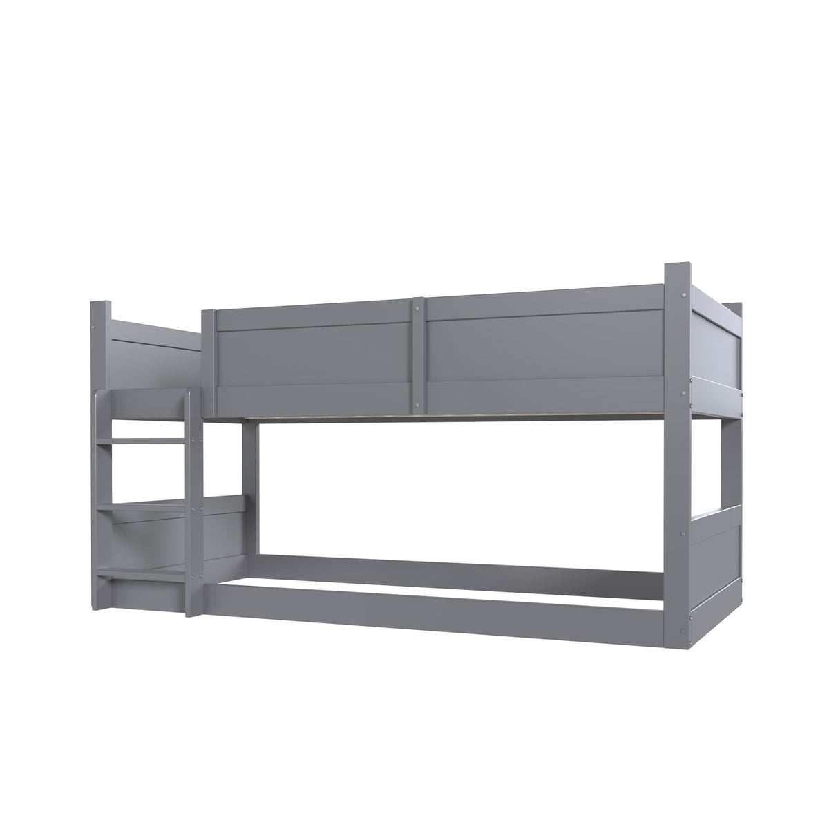 Triple Bunk Bed 90x200 cm with High Fence & Slats, Grey Wood