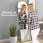 Full-Length Mirror, Curved Standing, Shatterproof Glass, Aluminum Frame, Black