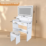 Dressing Table XXL Mirror Stool 4 Drawers LED Socket - White