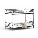 Bunk Bed 90x190cm Loft Bed with Ladder & Railing - Black Iron
