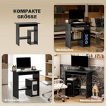 Computer Desk with Open Compartments, Shelves, PC Table, Black