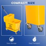 Cleaning Bucket Cart 20 Liter Mop 2 Chambers Yellow