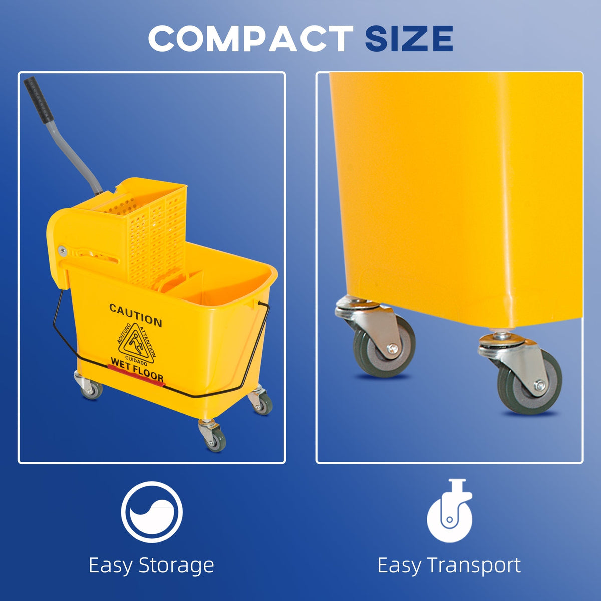 Cleaning Bucket Cart 20 Liter Mop 2 Chambers Yellow