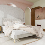 Modern Minimalist Soft Bed, Comfortable Headboard, 160x200CM, Beige