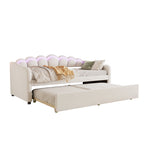 Daybed Sofa Bed 90x200cm Pull-out Bed Ambient Light Remote - Velvet Beige