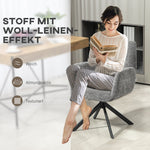 Swivel Lounge Chair, Upholstered with Button Stitching, Dark Grey Wool-Linen