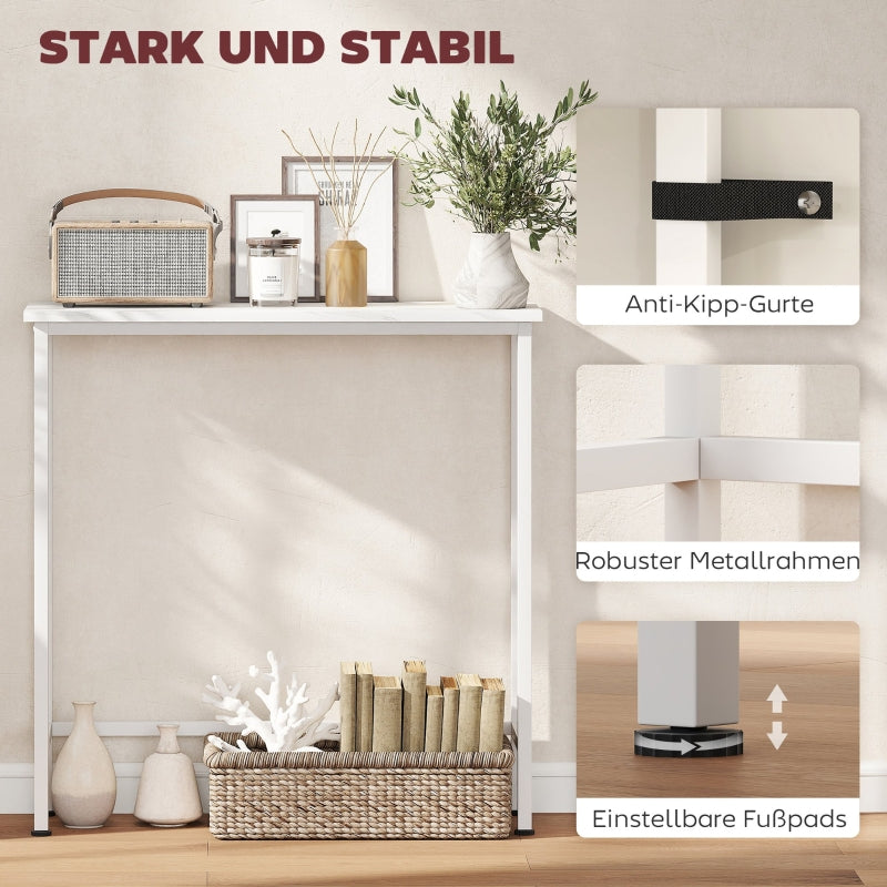 Console Table, Adjustable Foot Pads, Anti-Tip, White