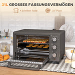 Mini Oven, 21L 1400W 60 Min. Timer, Stainless Steel, Gray
