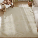 Machine-Woven Rug, 15mm High, Non-Slip, Cream White