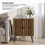 Modern Bedside Table Recessed Design 2 Drawers 45x40x53 cm - Walnut