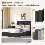 Modern Bed with Hydraulic Lift & Storage, 140x200 cm - Black