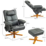 Recliner Chair with Reclining Function, Massage, Stool, Faux Leather, Dark Grey