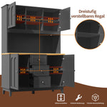Tall Cabinet 120x40x180cm LED App Control 4 Doors 3 Drawers - Black
