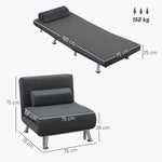 Folding Recliner Chair, Bed Function, Adjustable Backrest, Velvet, Dark Grey