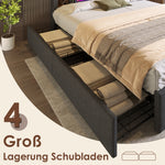 Upholstered Sofa Bed 140x200cm with Storage & LED, Dark Grey Velvet