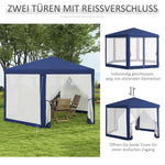 Gazebo Hexagonal 4x3m Water-Repellent Stable Winterproof Blue
