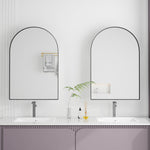 Arched Mirror Cabinet, Recessed Medicine Wall Storage, Black Metal Framed