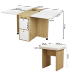 Dining Table Set Extendable Folding Multifunctional 4 Chairs White + Oak