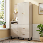 Compact Wardrobe, Hallway with Upholstered Panels & Shoe Cupboard, 110x186x38 cm