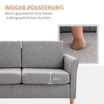 Double Sofa, Removable Cushions, Linen Light Grey