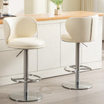 Bar Stools Swivel Adjustable Height Backrest Black Leather and Steel