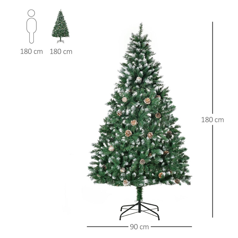 Artificial Christmas Tree 180cm Pine, Cones & Snow, Green