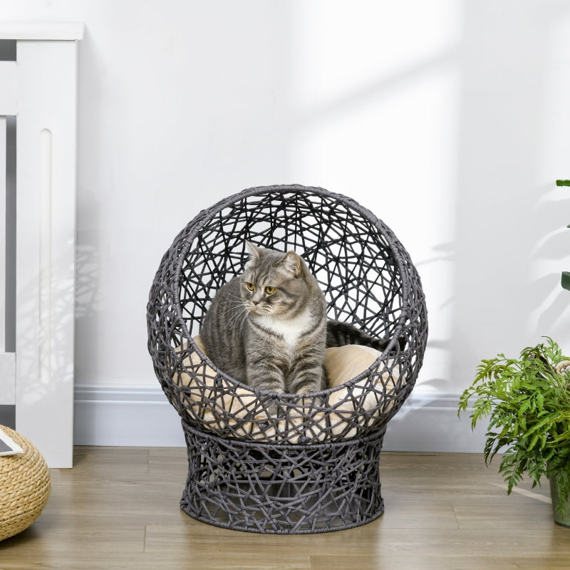 Cat Basket Cat Cave, 2-Piece with Cushion, Anthracite