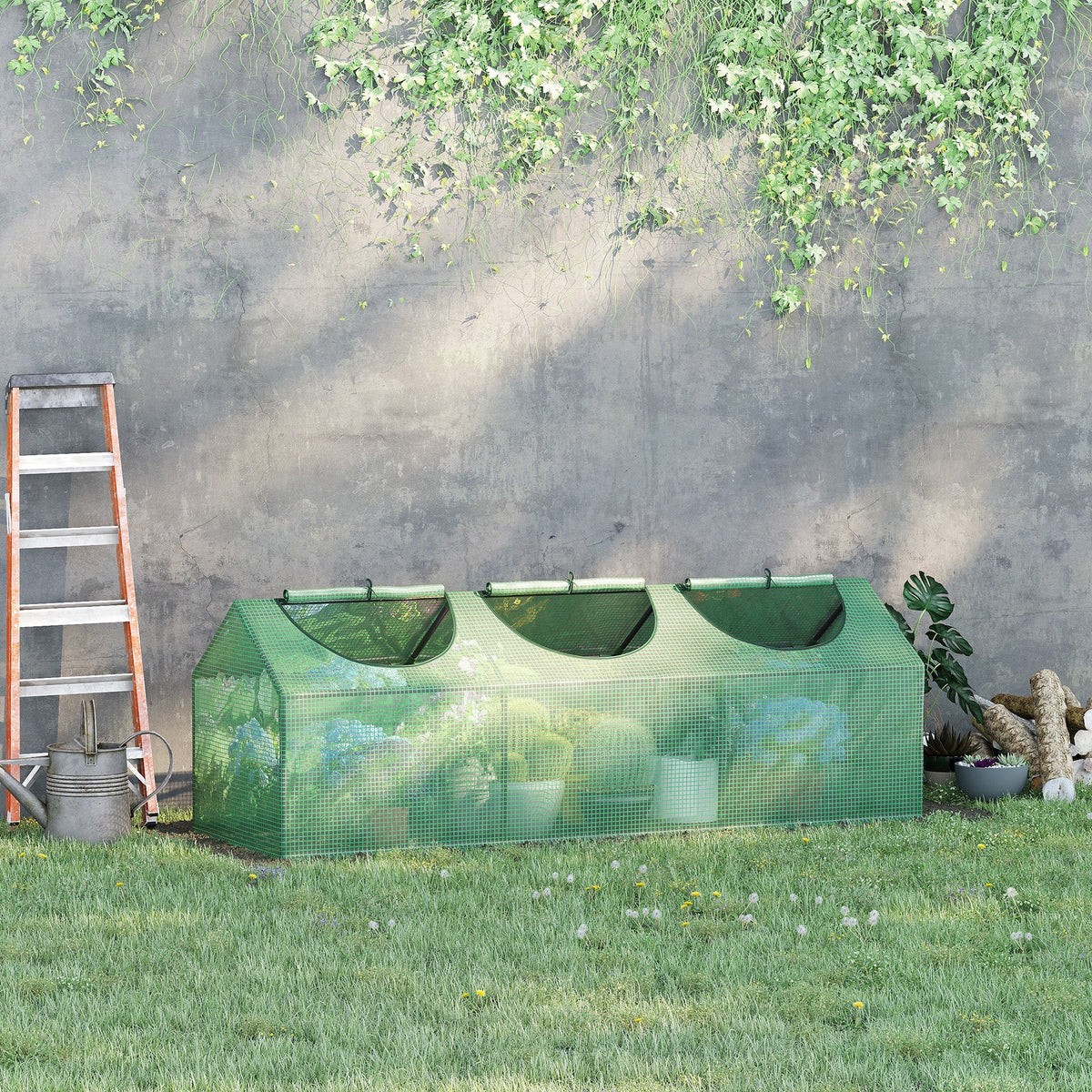 Greenhouse Window PE 180x60x60cm Tomato Cold Frame, Green