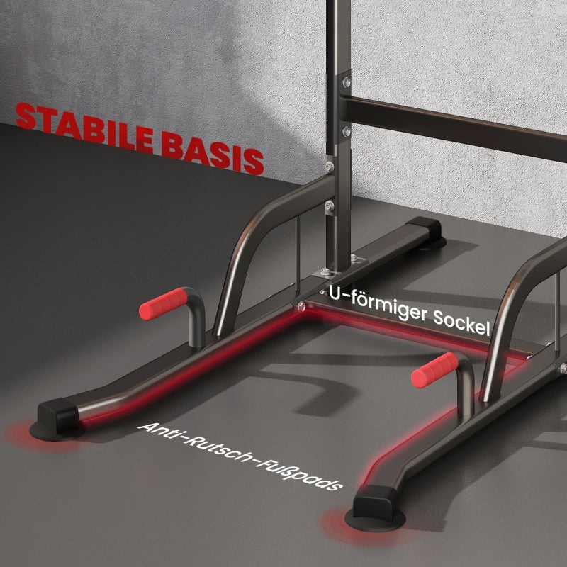 Power Tower Height Adjustable Dip Station Pull-Up Bar Padded