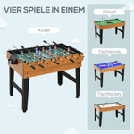 4-in-1 Multigame Table, Table Tennis Foosball Billiards Hockey, Natural Wood + Black