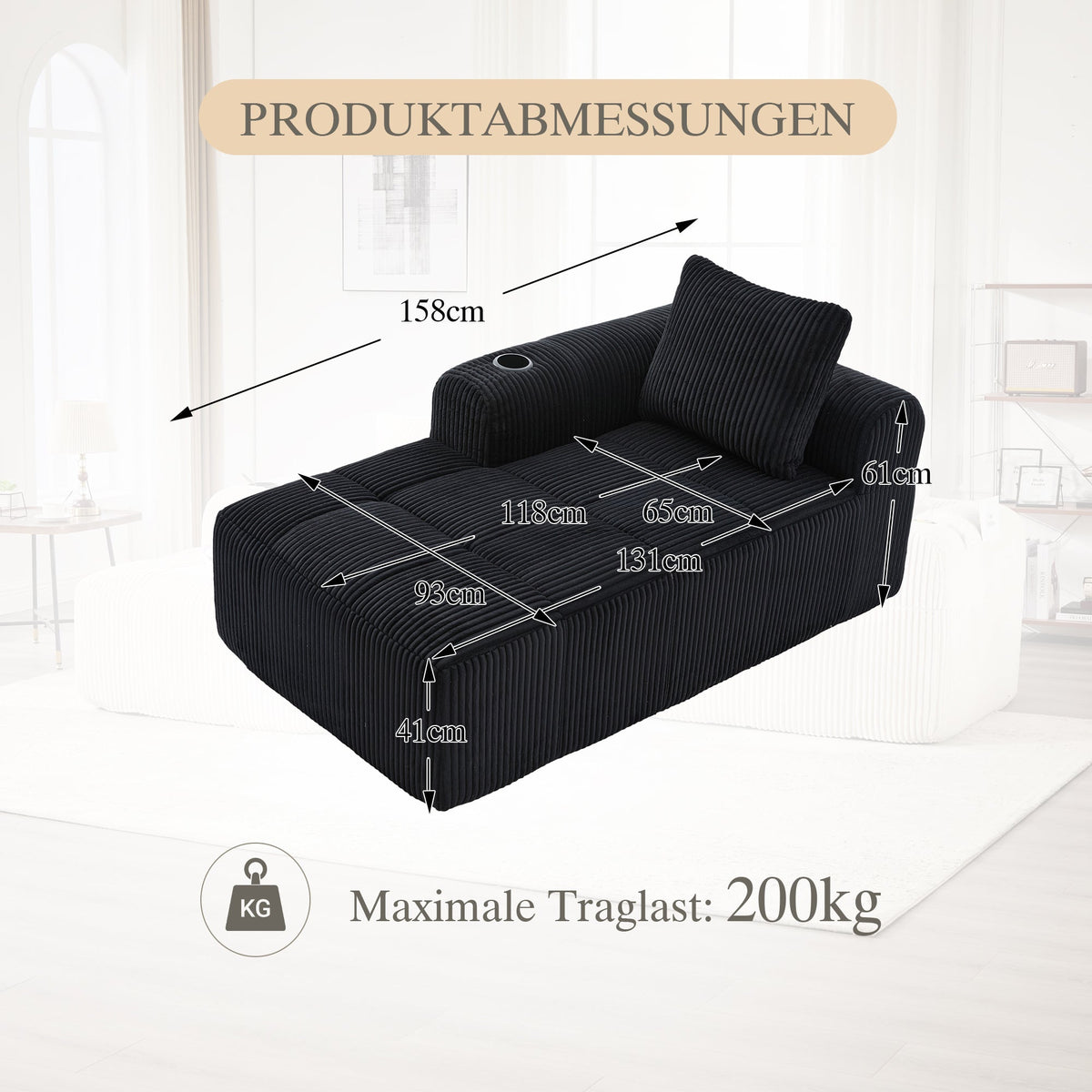 Cozy Recliner Sofa, No Assembly, Side Pocket, Drink Holder - Corduroy
