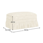Windsor Stool with Removable Ruffled Skirt and Chenille Fabric, White