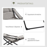 Folding Chair Lounger Removable Cushion Flexible Garden/Camping Steel Grey