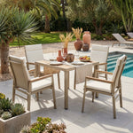 Garden Dining Set, 5 Pieces for 4 People with 1 Table and 4 Chairs, Khaki and Beige Plastic Wood