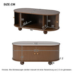 Coffee Table, 100 x 50 x 40 cm, Storage with Sliding Doors, Walnut