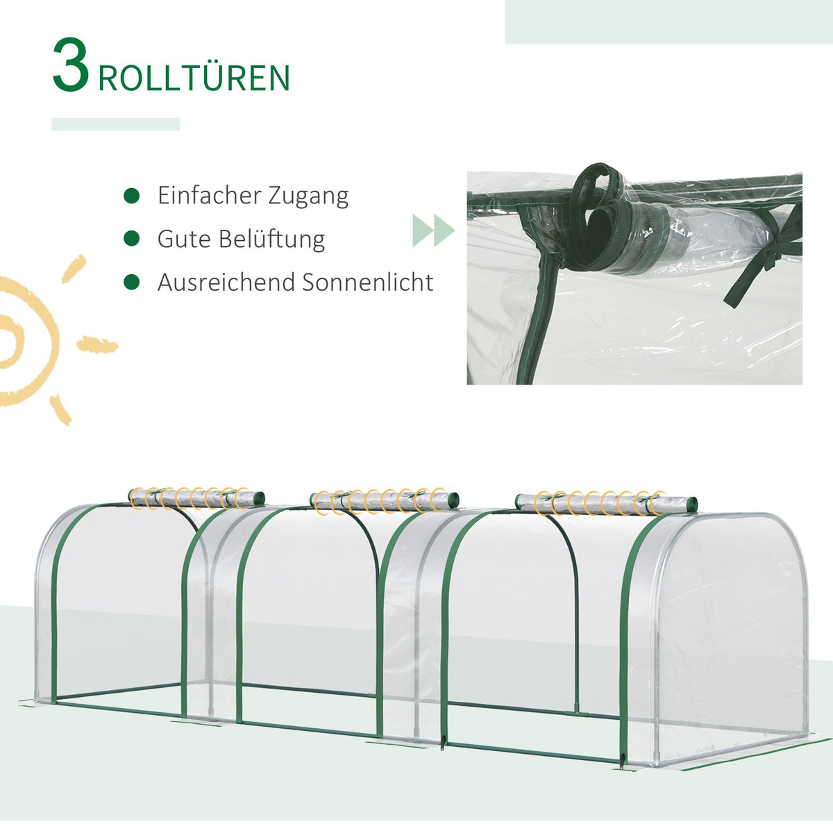 Foil Greenhouse Hothouse for Plant Cultivation, 295x100x80cm, Transparent Steel