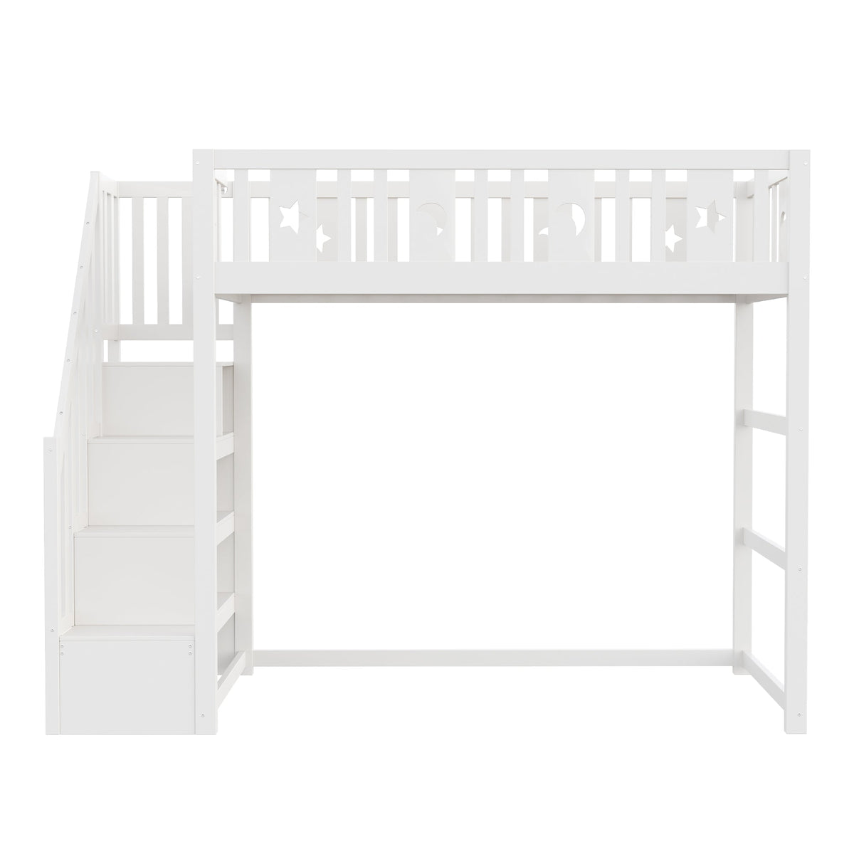 Bunk Bed, 90x200 with Stairs, Loft, Solid Wood, White