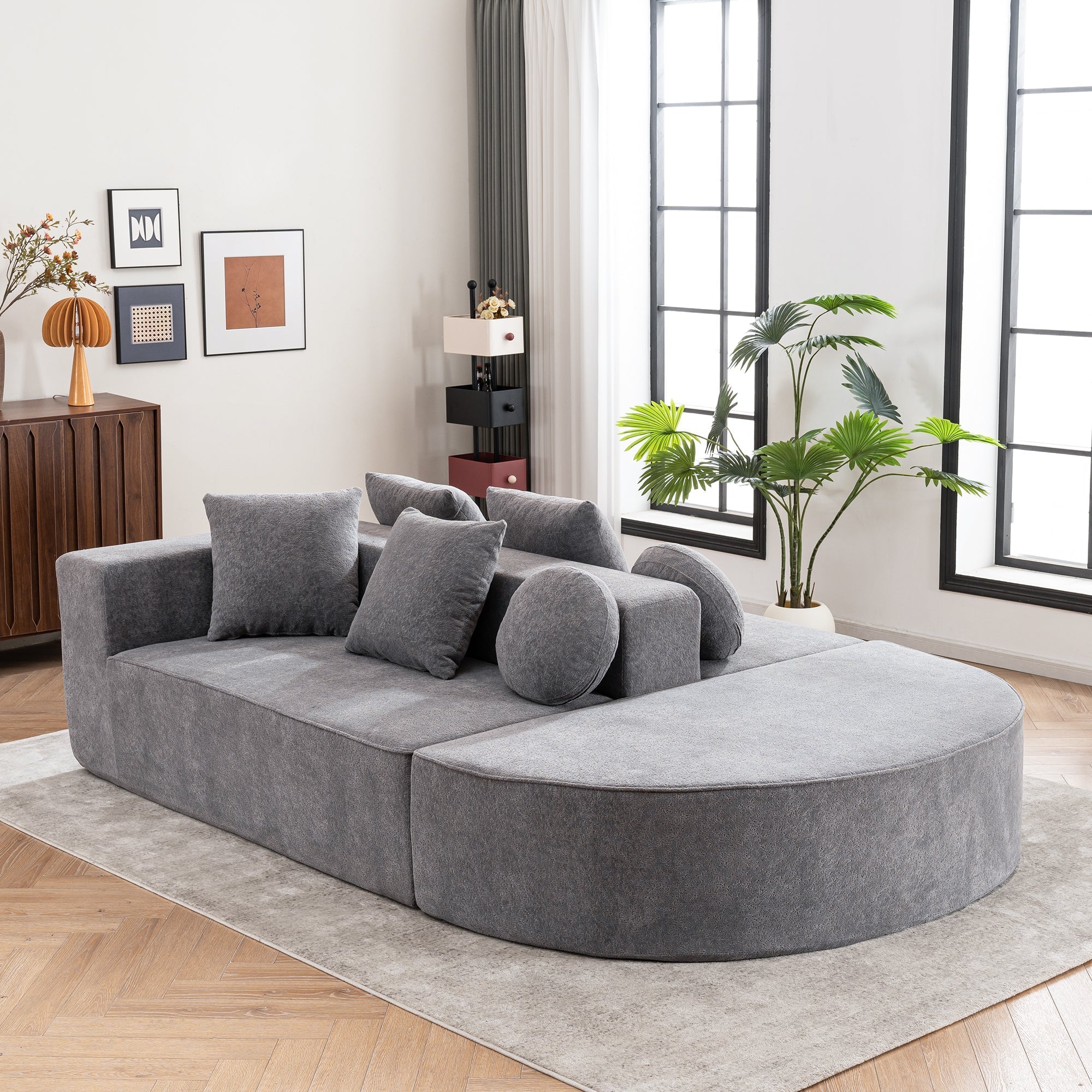 Modular Sofa Segmented Boneless No Assembly - Chenille Fabric
