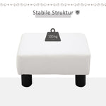 Chesterfield Footstool, 40x30x24cm, White Faux Leather