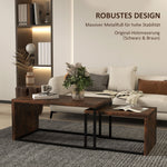 Coffee Tables, Nesting Multifunctional Various Shapes, Black and Brown Metal