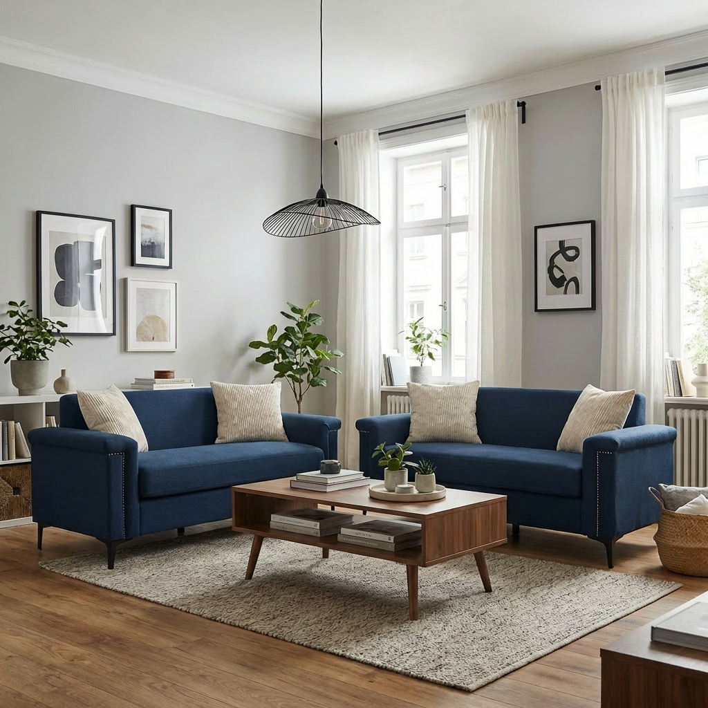 Sofa Set 2-Seater 172cm Space-Saving 2-Piece - Fabric