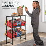 Freestanding beverage crate rack 6 crates adjustable shelf height 3 levels non-slip black steel