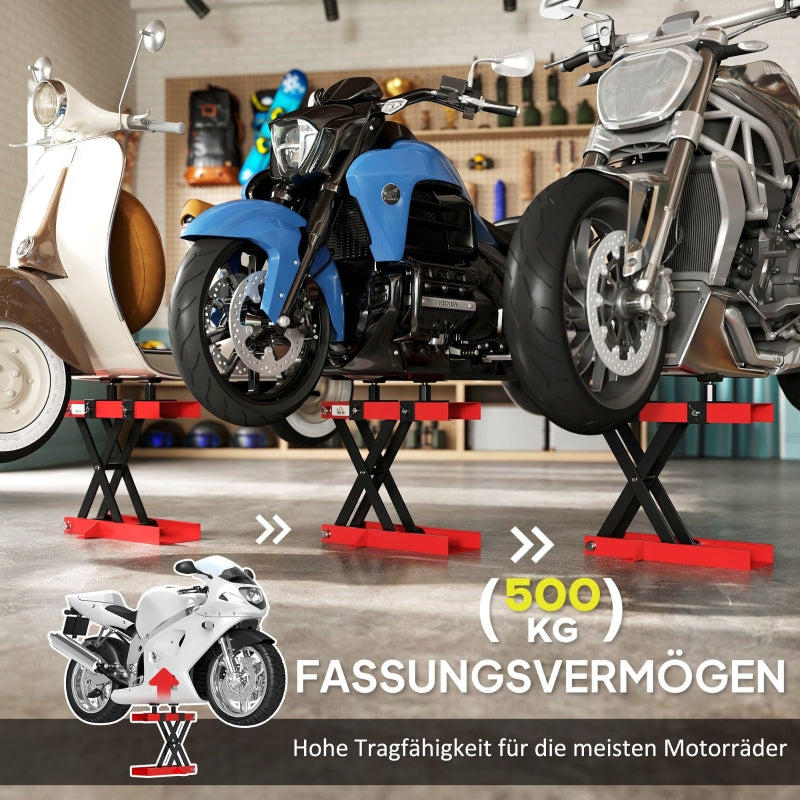 Motorcycle Jack, 500 kg Load, Adjustable Scissor Lift, Metal
