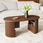 Modern Retro Coffee Table with Vertical Texture, 105x50x46.5cm, Walnut