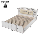 Panel Bed 140x200cm Hydraulic Storage USB-C LED Lighting White