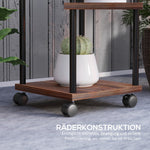 5-Tier Plant Stand, Wheels, 110cm High, Steel Wood, Charred