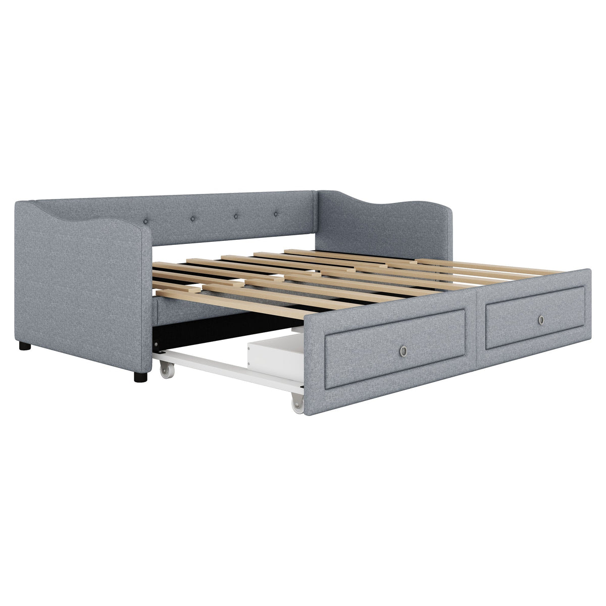 Upholstered Bed 90x200cm Triple Adjustable Headboard - White