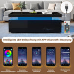 Coffee Table 95x45x35cm, LED, 2 Drawers, High-Gloss, Black